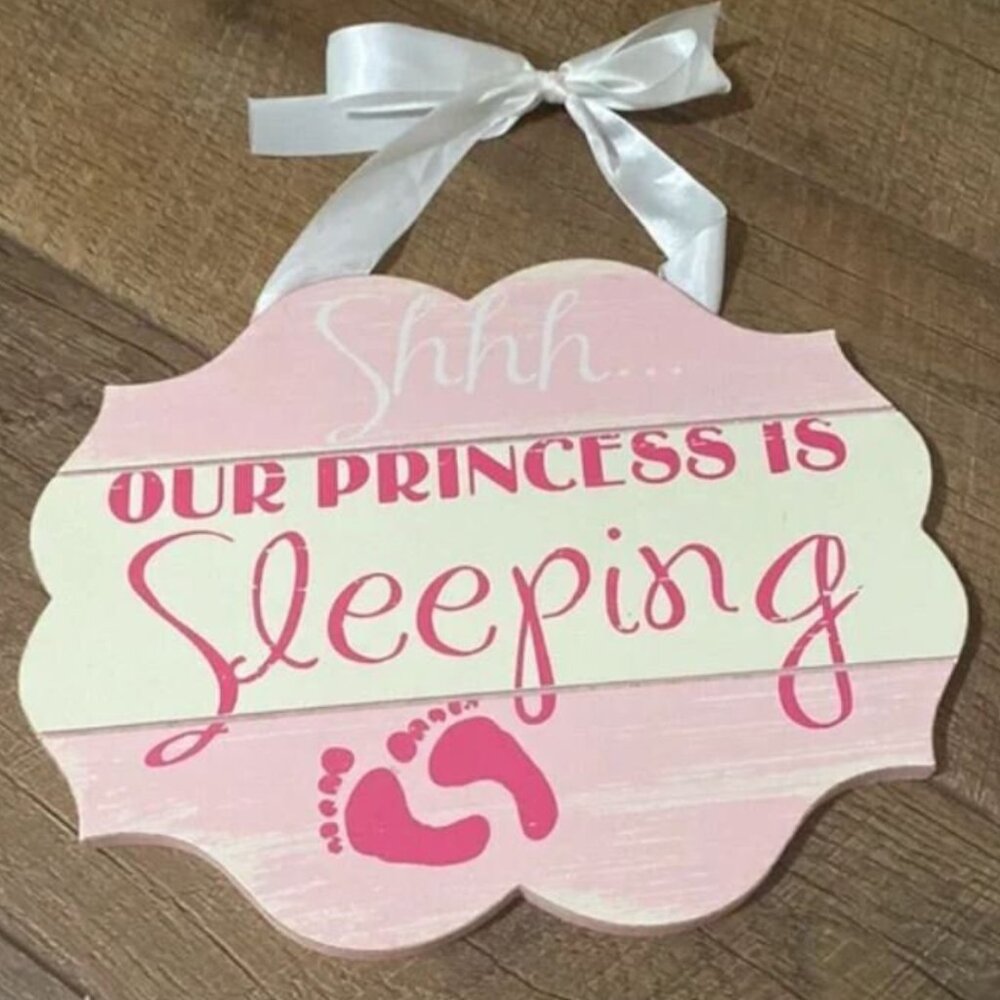 Our Princess Is Sleeping Wood Wall Decoration Girls Room Nursery Decor Gift